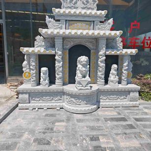 泰安芝麻白中国黑石材套墓 花岗岩墓碑