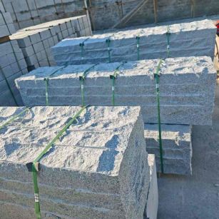 泰安芝麻白自然面整石 坐凳